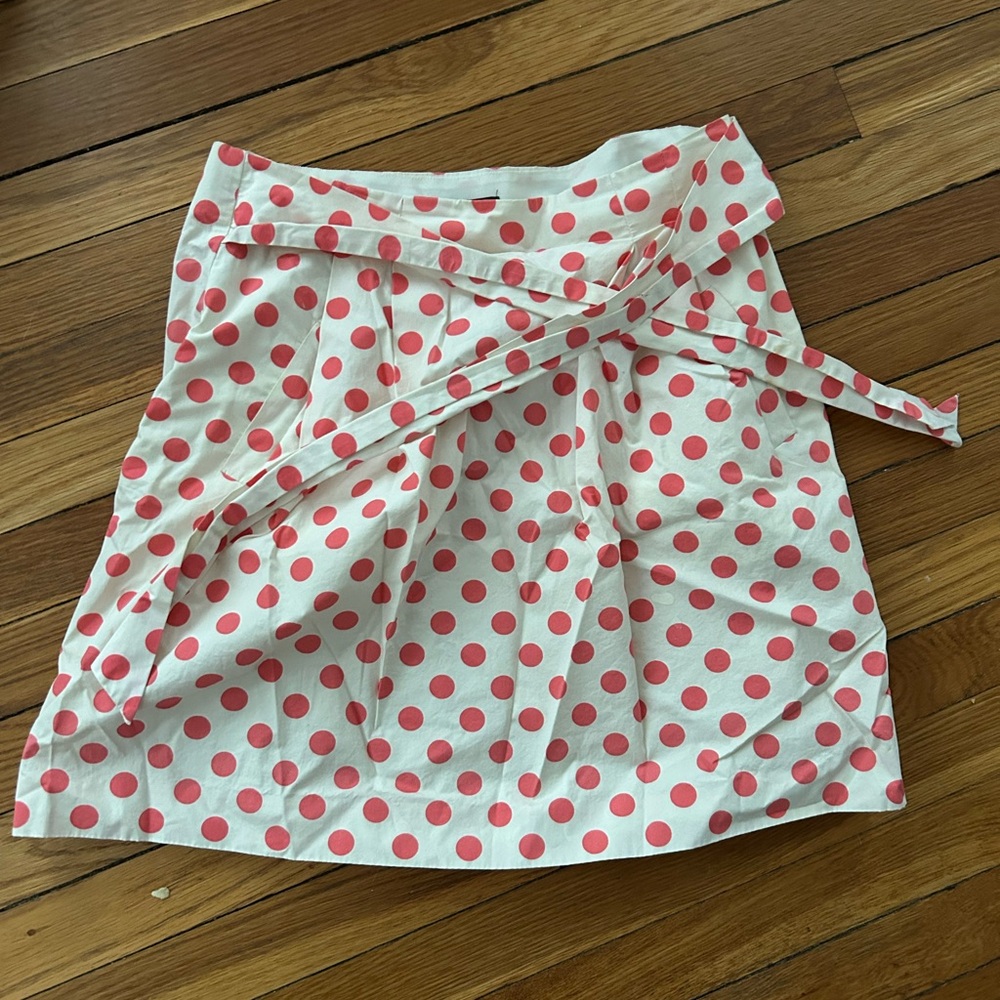 Polka Dot Wrap Skirt - Coral and White